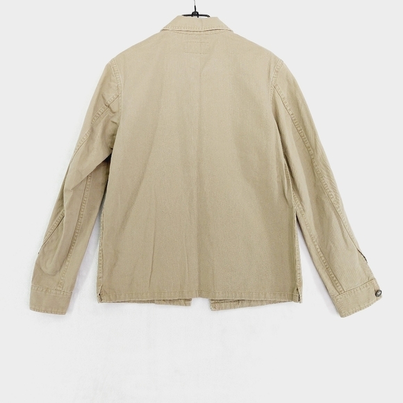 Slate & Stone Tan Brown Cream Button Up Chest Pockets Collared Cotton Jacket Z63 - Picture 5 of 8